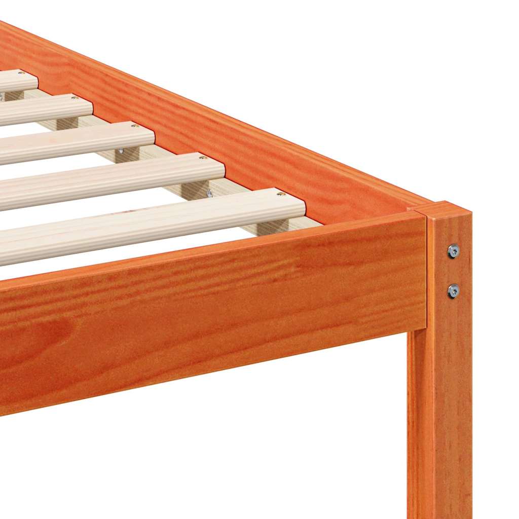 Bettgestell mit Nachttischen Wachsbraun Massivholz Kiefer